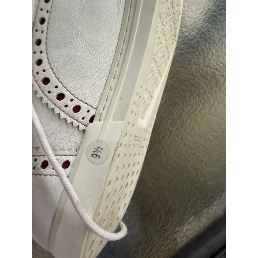 Gucci Men's White Leather Lace-up Sneakers Shoes Pre Owned US 9 1/2 - Picture 8 of 16
